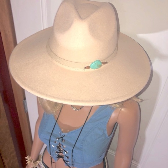 Fedora women’s ivory hat with interchangeable hatbands OSFA main image 6
